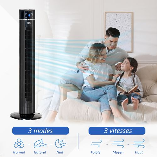 Ventilateur Colonne Ioniseur 2 En 1 Avec Télécommande Noir