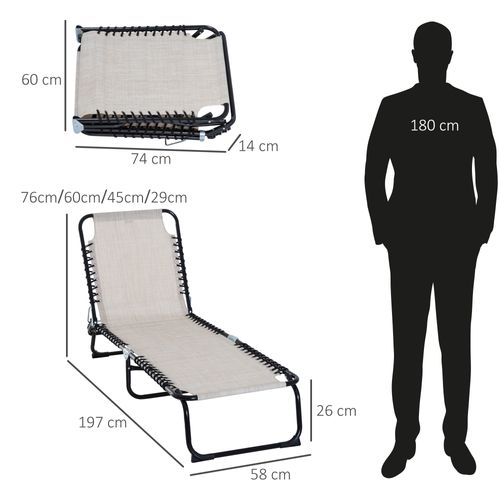 Transat Pliable Dossier Inclinable Réglable Acier Textilène