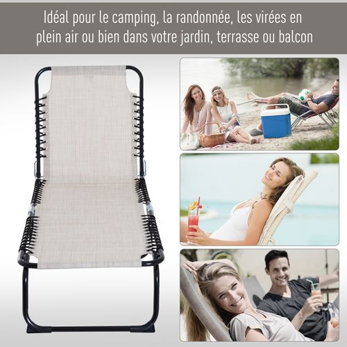 Transat Pliable Dossier Inclinable Réglable Acier Textilène