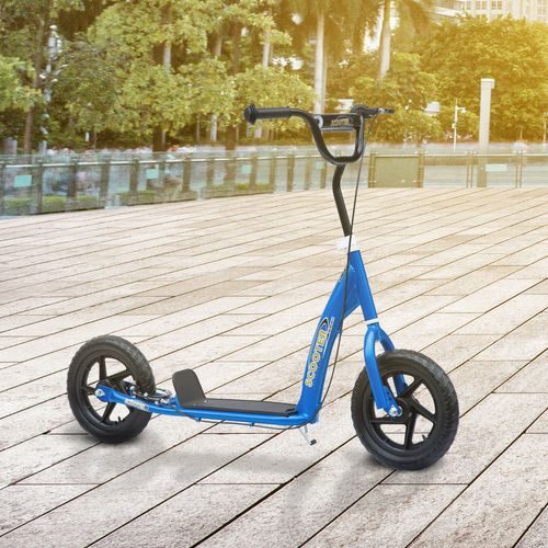 Trottinette HOMCOM Grandes Roues 41 Cm Avec Pneus Et Pegs – Dès 5 Ans, Guidon Réglable