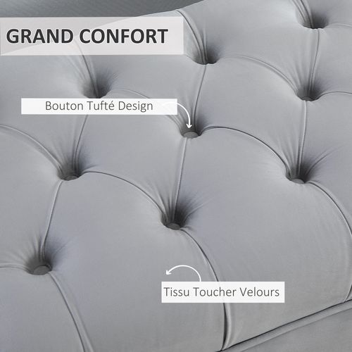 Banquette Capitonnée Style Classique Chic Pieds Dorés Velours