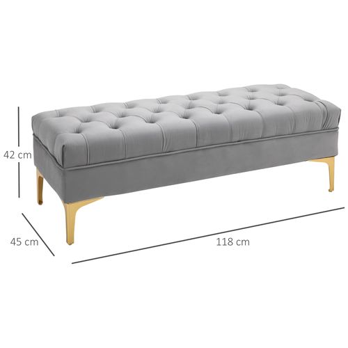 Banquette Capitonnée Style Classique Chic Pieds Dorés Velours