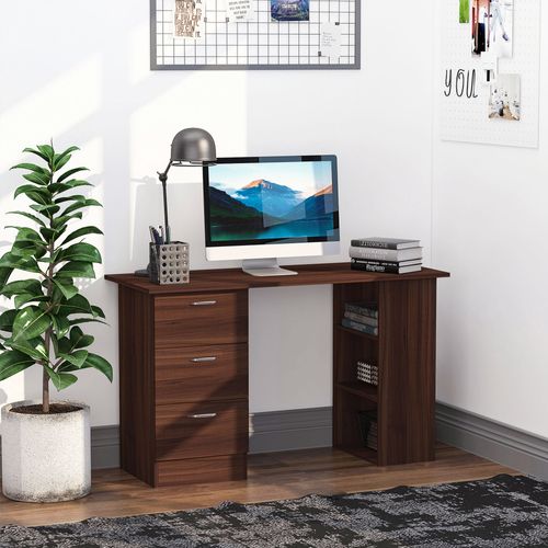 Bureau Informatique 3 Tiroirs 2 étagères Aspect Bois