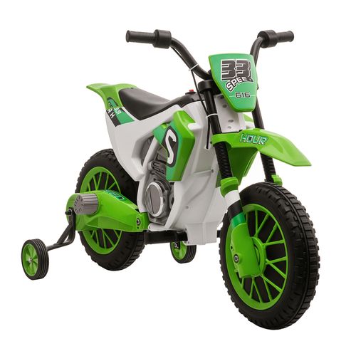Moto cross électrique enfant moteur 350W batterie 12V 8-16km/h pneus gonflables 12'', vert