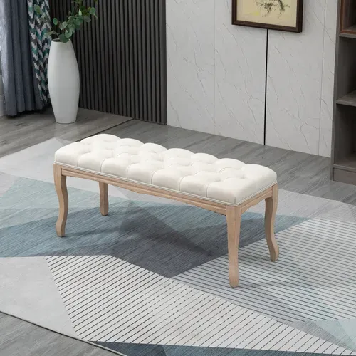 Banc Banquette Capitonnée Style Classique Chic Bois Lin