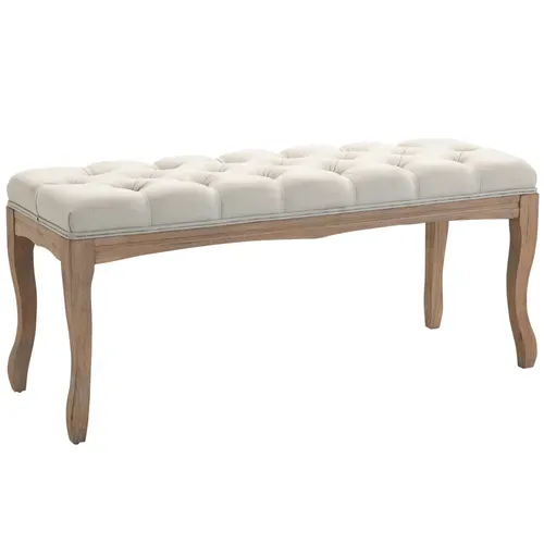 Banc Banquette Capitonnée Style Classique Chic Bois Lin