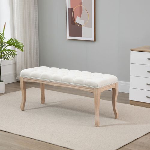 Banc Banquette Capitonnée Style Classique Chic Bois Lin