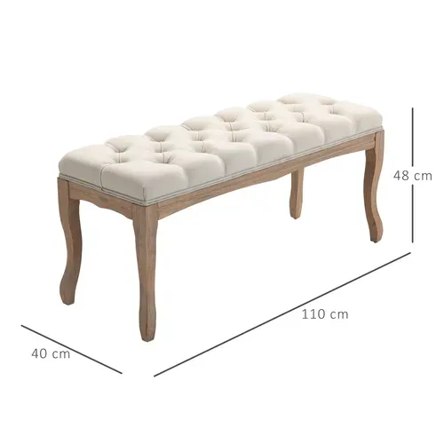 Banc Banquette Capitonnée Style Classique Chic Bois Lin