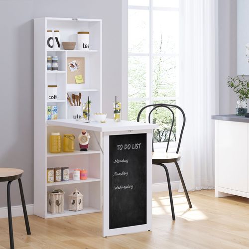 Bureau Mural Pliable Bibliothèque Avec Tableau Craie Intégré