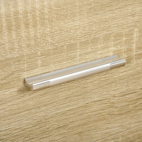 Commode De Rangement 4 Tiroirs 76 X 35 X 72 Cm Blanc Et Couleur Bois