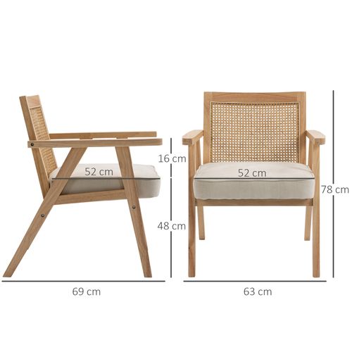 Fauteuil Lounge Cannage Avec Coussin Beige
