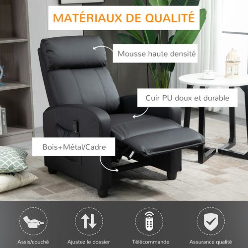 Fauteuil De Relaxation Inclinable Réglable Repose-Pied - Noir