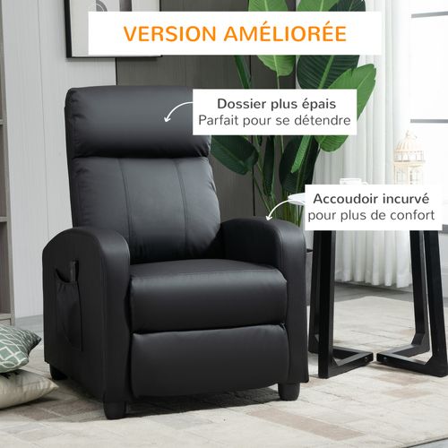 Fauteuil De Relaxation Inclinable Réglable Repose-Pied - Noir