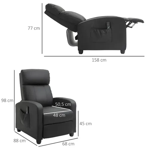 Fauteuil De Relaxation Inclinable Réglable Repose-Pied - Noir