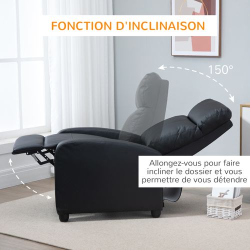 Fauteuil De Relaxation Inclinable Réglable Repose-Pied - Noir