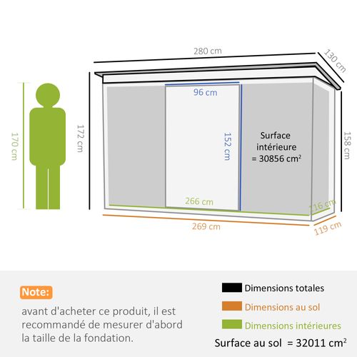 Abri De Jardin 3,64 m2 Portes Verrouillables Tôle D'acier Gris Noir