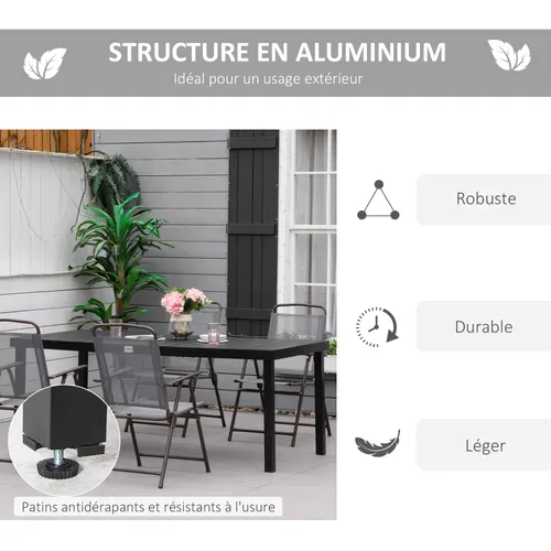 Table De Jardin Rectangulaire 8 Places Alu. Aspect Bois