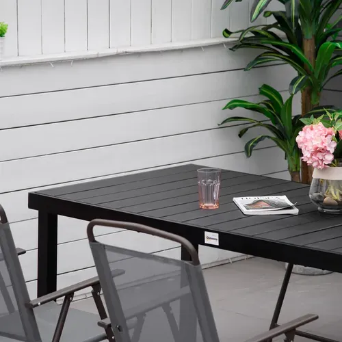 Table De Jardin Rectangulaire 8 Places Alu. Aspect Bois