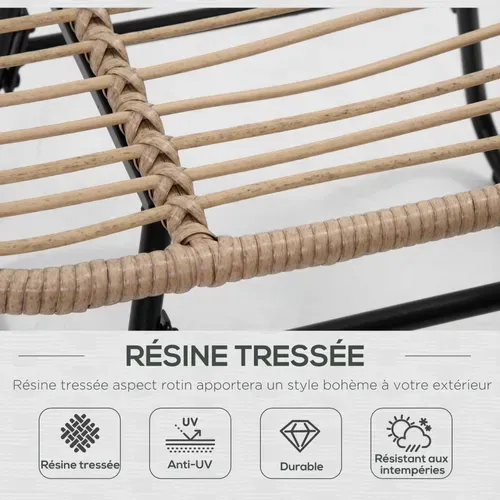 Fauteuil De Jardin Avec Repose-pieds 2 Coussins Inclus