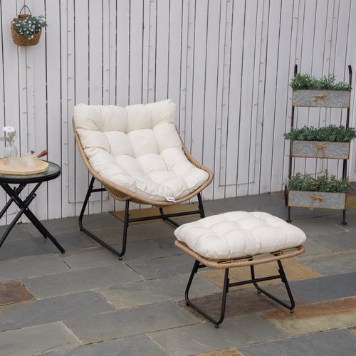 Fauteuil De Jardin Avec Repose-pieds 2 Coussins Inclus