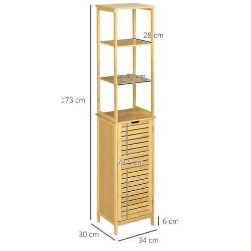 Meuble Colonne Salle De Bain Bambou Mdf Aspect Bois Clair