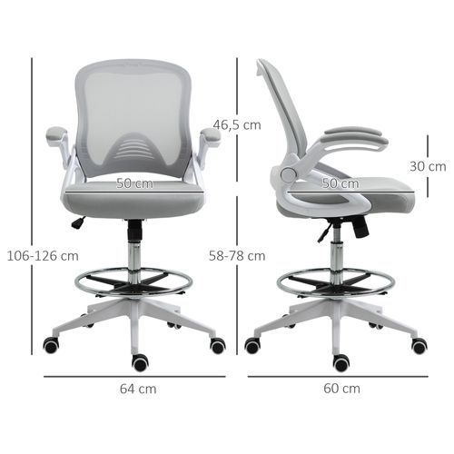 Fauteuil De Bureau Assise Haute Réglable Tissu Maille
