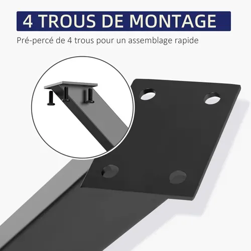Lot De 2 Pieds De Table Design Industriel En Croix Acier Noir