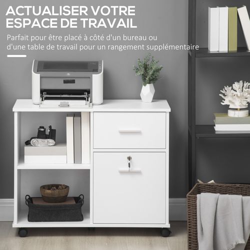 Support D'imprimante Organiseur Bureau Caisson Tiroir Verrouillable
