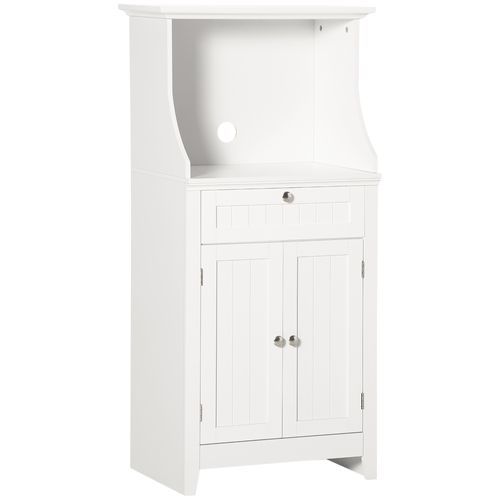 Meuble Micro-ondes - Tiroir, 2 Portes, Niche - Mdf Blanc