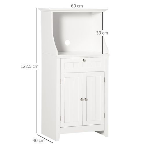 Meuble Micro-ondes - Tiroir, 2 Portes, Niche - Mdf Blanc