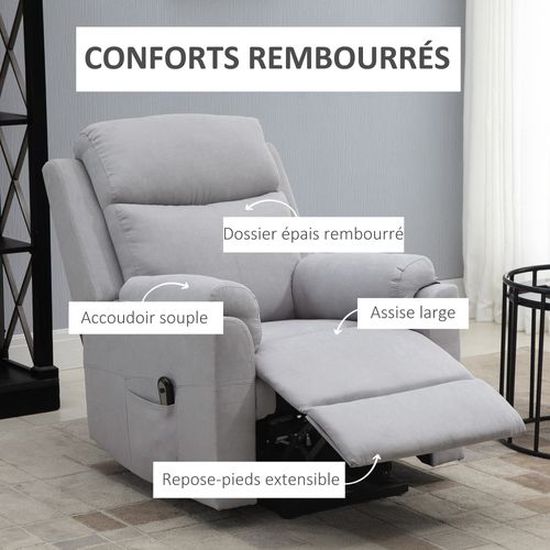 Fauteuil Releveur De Relaxation Réglable Tissu Aspect Lin