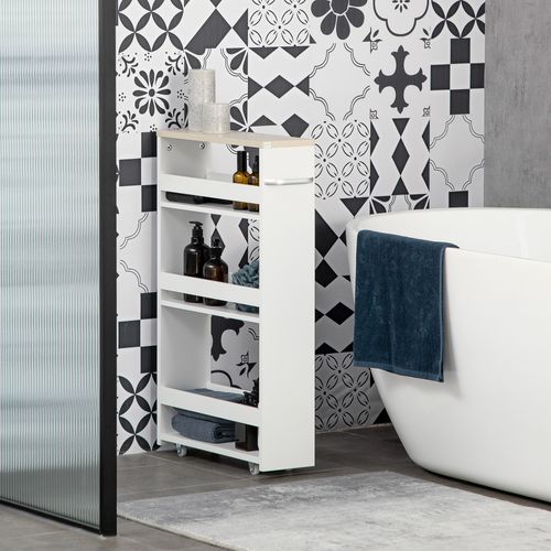 Meuble Colonne Salle De Bain à Roulettes 3 Niveaux