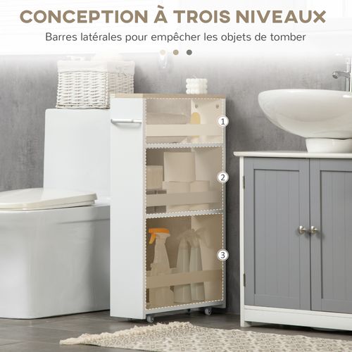 Meuble Colonne Salle De Bain à Roulettes 3 Niveaux