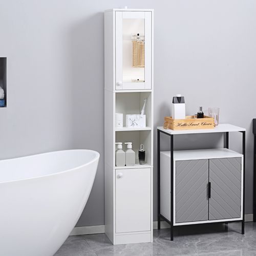 Meuble Colonne De Salle De Bain 2 Portes 2 Niches Blanc