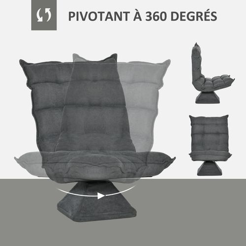 Fauteuil Relax Pivotant Inclinable Tissu Velours Microfibre