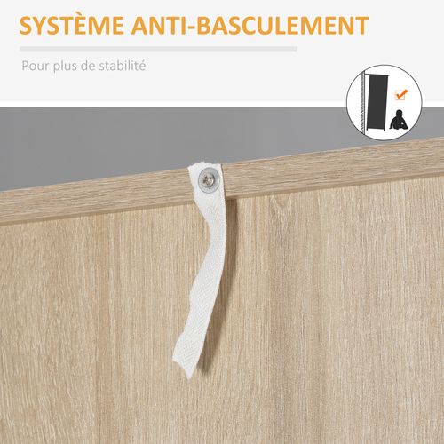 Buffet Haut 2 Tiroirs Placard Haut Niche Plateau Aspect Bois Clair