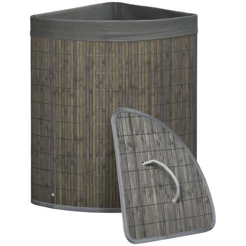Panier à Linge D'angle 55 L Bambou Housse Tissu