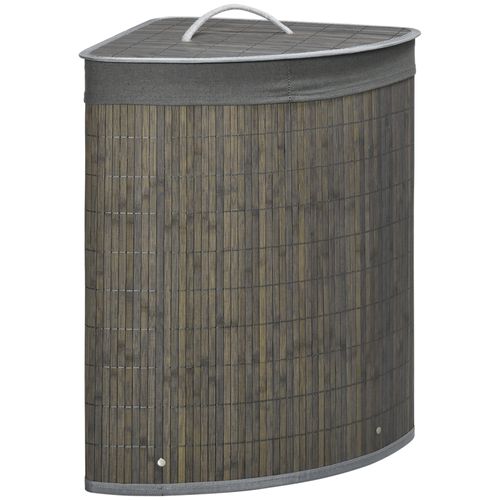 Panier à Linge D'angle 55 L Bambou Housse Tissu