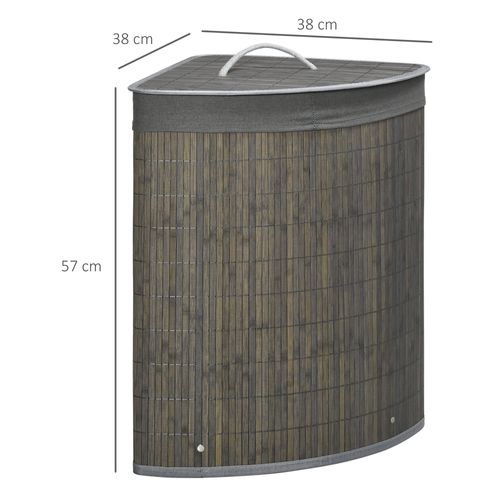 Panier à Linge D'angle 55 L Bambou Housse Tissu