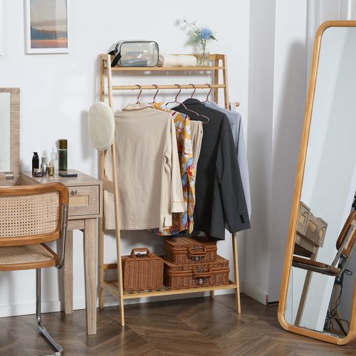 Penderie Porte-manteaux Avec étagères Bois Bambou