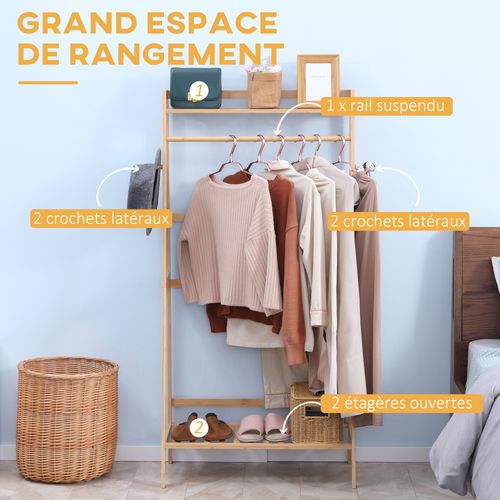 Penderie Porte-manteaux Avec étagères Bois Bambou