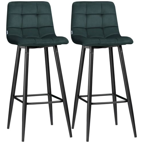 Lot De 2 Tabourets De Bar Design Chesterfield Capitonné Velours