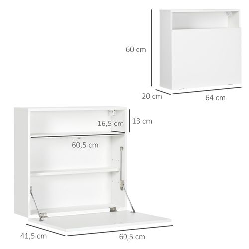 Bureau Mural Multi-rangement Pliable Blanc