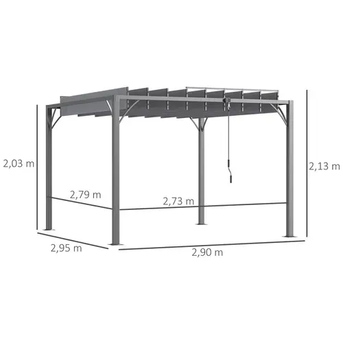 Pergola Lames Orientables 2,9l X 2,95l X 2,13h M Alu. Acier époxy Polyester Gris
