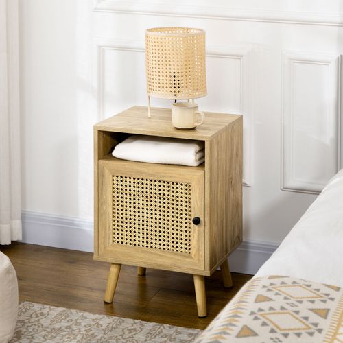 Chevet Style Bohème - Placard, Niche - Aspect Bois Manguier Rotin