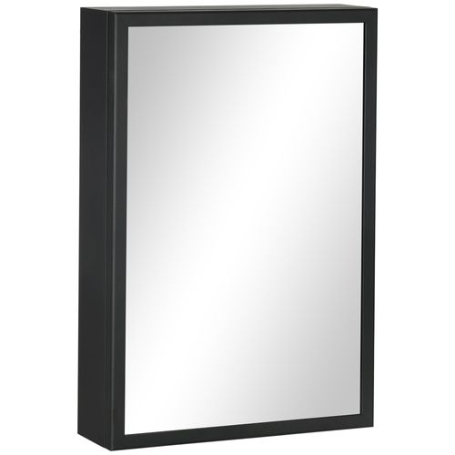 Armoire Miroir Murale Salle De Bain 2 étagères Noir