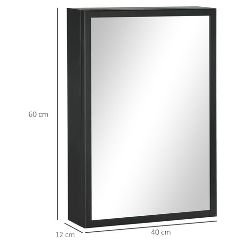 Armoire Miroir Murale Salle De Bain 2 étagères Noir