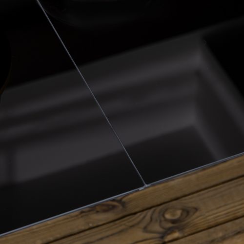 Table De Jardin 6 Personnes Alu. Plateau Verre Trempé Noir