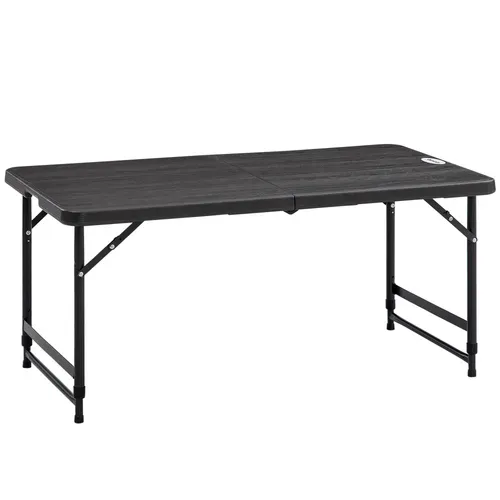 Table De Jardin Pliable Réglable 4 Personnes Acier Hdpe Aspect Bois Gris