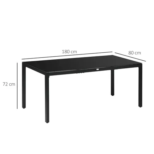 Table De Jardin 8 Personnes Alu. Plateau Verre Trempé Noir